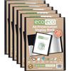 eco-eco Eco003x6 - Raccoglitore per presentazioni, formato A4, 50% riciclato, con 20 tasche, colore: nero, con buste in plastica, confezione da 6