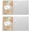 eco-eco - Cartelline trasparenti con bottone a pressione, formato DL, 95% riciclate, confezione da 10, eco156 x 2