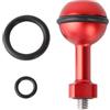 LetonPower Connettore giunto sferico da 1 pollice con vite da 1/4-20, supporto universale per luce subacquea, alluminio rosso