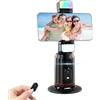 VIHBRAI Supporto per cellulare con tracciamento del viso, girevole a 360°, con 2 luci di riempimento rimovibili e telecomando, controllo gestuale, supporto per fotocamera per videochiamate Vlog TikTok, nero