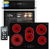 KKT KOLBE Set di fornelli autonomo, forno da incasso da 60 cm, EB8313HC, piano cottura in vetroceramica da 77 cm, funzione pizza, grill, ricircolo, aria calda, timer, vetri di protezione termica