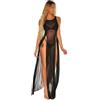 Durlo Vestito Sexy Trasparente in Rete Con Apertura Alta, Lungo Bikini, Copricostume in Rete, Abito Da Spiaggia Per Donna