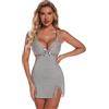 EVELIFE Biancheria da notte sexy per le donne Babydoll Lingerie scollo a V Strappy Chemise Full Slip Camicia da notte, Grigio, M