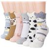 Firtink 6 paia di calzini soffici da donna a forma di animale, antiscivolo, in microfibra, invernali, caldi, soffici, per donne e ragazze, Colorato, 6*6*0.5