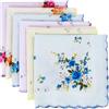 YYCLIPY 6 Pezzi Fazzoletti da Donna 100% Morbido Cotone Fazzoletti con Ricamo Floreale Vintage in Pizzo Fazzoletti da Donna con Fiori Durevoli e Facili da Pulire per Donna Ragazze Matrimonio Festa di