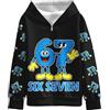 Yovova Felpa con cappuccio per ragazzi e ragazze 67 meme 6 7 numero per bambini casual a maniche lunghe pullover felpa cappotti per 5-12 anni, Nero , 9-10 Years