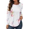 GRECERELLE Top da donna a maniche lunghe con scollo rotondo casual a pieghe sul davanti tuniche top t-shirt t-shirt regular fit camicetta da donna, XL