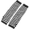 Allegra K sWomen's Elastic Fingerless Arm Warmer Elbow Long Gloves White Black Pair