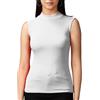 BODYWEAR LTD Polo elasticizzata da donna, collo alto, tinta unita, senza maniche, stile casual, bianco, S-M