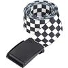 KooingTech Cintura senza fibbie, cintura a scacchi, 110 cm, regolabile, bicolore nero e bianco, cinturino in tela a scacchi per uomini, donne e ragazzi