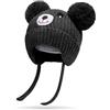 Rayson Bambini Cappello Invernali Cappello Lavorato Cappello Caldo per paraorecchie Berretto in Maglia Bambina Lavorato a Maglia del Fumetto di Stampa Animale Cappello della Peluche,Nero