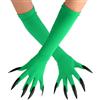 Goktvai Guanti con Artigli di Halloween, Guanti Zampe Strega con Unghie Finte Lunghe Artigli da Lupo Mannaro e Gatto per Cosplay di Halloween Feste in Maschera da Vampiro (Verde)