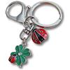 LivelyBuy Portachiavi portafortuna con trifoglio e coccinella, idea regalo unisex