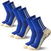 Okdance 3 paia di calzini da calcio antiscivolo per bambini e ragazzi, antiscivolo, per basket, baseball, calcio, sport, Blu, 9-12 Years