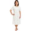 Linclalor - Camicia da Notte Donna Estiva Aperta Davanti in Cotone con Stampa Floreale - 2173100 - Colore Bianco/Timo, Taglia 44