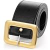 Boyiee Cintura di Babbo Natale Pirata Cintura di Babbo Natale nera con fibbia dorata per Natale Cosplay Party Costume Accessori, Nero, oro, ca. 1,4 Meter/ 55,11 Zoll lang, 5 cm/ 1,96 Zoll breit