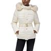 Salsa Jeans Cappotto da donna con cappuccio in pelliccia sintetica, beige, S