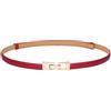 WULIQIUQIU Cintura sottile da donna in pelle PU sottile con fibbia in lega d'oro per abiti, Rosso, Fit Waist 34-45