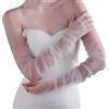 FSSTUD 2 paia di guanti lunghi in tulle bianchi increspati senza dita guanti lunghi al gomito guanti trasparenti da sposa maniche per braccia da sposa per donne