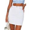 UTNISAN Gonna in jeans da donna, a vita media, aderente, elasticizzata, aderente, mini gonna in denim 012 (M, bianco)