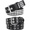 PRVCFZ 2 cinture borchiate punk emo gotiche, alla moda, gotiche, in pelle, con rivetti piramidali, per jeans, rockwear, donna/uomo, accessori gotici