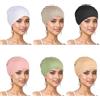 Cunegra Confezione da 6 cappelli da chemioterapia da donna, in cotone tinta unita, traspiranti, per chemioterapia, cappelli elastici per donne con perdita di capelli