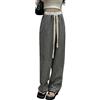 LAVASEON Jeans larghi scozzesi casual da donna pantaloni goth grunge a vita alta Y2K abbigliamento coulisse pantaloni Streetwear, Colore: bianco e nero., XX-Large
