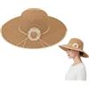 VASANA Cappelli da spiaggia da donna a tesa larga cappello di paglia con girasole da spiaggia cappello estivo pieghevole arrotolabile da viaggio (beige), cachi, M