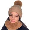 TOSKATOK Set caldo cappello invernale e sciarpa da donna con pompon e finiture in pelliccia sintetica. Completamente foderato con morbida pelliccia di orsacchiotto