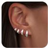 LunarCharm Set di 4 Paia di Orecchini a Cerchio in Argento per Donna, Orecchini Argentati, Orecchini a Cerchio per Donna, alla Moda, per Diversi Piercing, Gioielli Cartilagine, Orecchini Statement