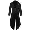 AnyuA Donne Gotiche Steampunk Smoking Trench Praka Cappotto Maniche Lunghe Cosplay Costume Nero S