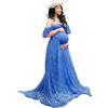 CAZSTYK Abito da gravidanza in pizzo con elegante accento lungo fino al pavimento, per uso quotidiano, occasioni speciali, abito premaman in pizzo confortevole, Colore: blu., M