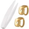 HANABASS Hip Hop Gold Singolo Dente Cappuccio, Oro Dente Grill Caps Dentale Singolo Decorazione per Hip Hop Party, 2 Pezzi Accessori Decorazione Rame Dorato Con Pinzette