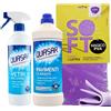 FEI FAN SET QUASAR: Detergente Pavimenti CLASSICO Igienizza, Senza Risciacquo 1000ml + Spray Vetri Con ALCOOL, Asciuga Rapidamente e Igienizza 580ml + Panno In Lattice SOFT, Formato 30x30
