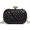 SIUSYACI Borsa da sera intrecciata pochette da donna borsa a tracolla in pelle intrecciata con nodo per festa di nozze ballo, nero