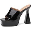 Gicoiz Vernice Mule Donna Plateau Tacco Alto Pantofole Punta Aperta Pantofole Sandals Donna Estate Moda Flip Flop Sposa Nero Numero 35 EU