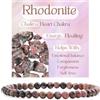 Bivei Rodonite - Guarigione Braccialetto di Cristallo per Donna 4mm Perle Pietra Semipreziosa Naturale Elastico Estensibile Gioiello Regalo Yoga Piccolo