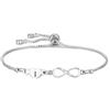 COEROW Braccialetto con ciondolo a forma di cuore con lettere dell'alfabeto, colore argento, regalo per ragazze, compleanno, Natale, anniversario, laurea, infinito, braccialetti con cristalli lucidi, regalo