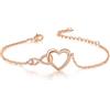 vissen Braccialetto da donna a forma di cuore con simbolo dell'infinito e zirconia cubica, placcato oro/oro rosa/argento, regolabile, in acciaio inox, gioiello alla moda, Acciaio inossidabile