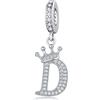 YOUFENG Jewellery Ciondolo in argento con lettera dell'alfabeto e corona, adatto per braccialetti Pandora, idea regalo per donne, Zirconia cubica
