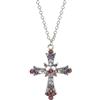 Wendalern Collana gotica con croce in argento, cristallo rosa, ciondolo a forma di croce religiosa vintage, unisex, per adulti, ragazze e giovani donne