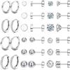 JeweBella Orecchini Acciaio Chirurgico Donna Piccoli a Cerchio Argento Set Opale Zirconia per Piercing Multipli Anallergici Cartilagine Orecchio per Donna Uomo