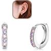 KRFY Cerchio Orecchini Donna Argento 925 Ipoallergenico Piccolo Argento Orecchini Cerchio Ragazza Bambina Gioielli-Pink