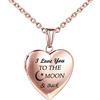 YOUFENG Jewellery Collana con medaglione a forma di cuore con scritta I Love You to the Moon and Back incisa, gioiello da donna, Smalto, Smalto