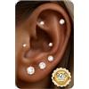 Diamday 5 Paia Orecchini Donna Argento 925, Orecchini Bottone Set Con Zirconi 5A+ 2-6 mm, Ipoallergenici Piccoli Orecchini Cartilagine dell'elice per Piercing Multipli, Oro/Argento/Oro Rosa