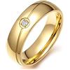 Banemi Anello Chevalier Donna Wedding Ring Anello Con Diamante Intarsiato Anelli Donna Acciaio Inossidabile Anello Oro Misura Anello 15
