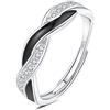 FUNTE Anello in argento Sterling 925, regolabile, per donne e ragazze, con zirconia cubica, anello per promessa di matrimonio, con scatola portagioie, Adjustable, Argento, Zirconia cubica