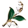 CrownOfRibbons Spilla smaltata con mughetto, color oro, fiore della nascita di maggio, fiori bianchi, design floreale