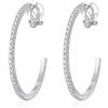 QUKE Orecchini a cerchio con clip, senza buchi, con zirconia cubica, per donne e ragazze, 4.3CM, Zirconie sintetico