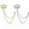 ADRAMATA 2Pcs Spilla Catena per Gli Uomini, Spille del Collare Distintivo Spille della Catena per Camicette, Spilla Corona per Donna Uomo, Vestito Accessori per Uomo, Regalo per La Festa del papà